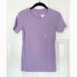 Uniqlo | Purple Henley Short Sleeve T-Shirt xs